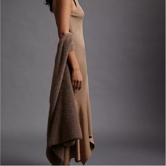 Anthropologie Mock Neck Midi Dress Tan size XL - Picture 4 of 15